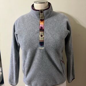 Burton Durable Goods Anouk Boho Gray Fleece Button Sweatshirt Women's Size XL